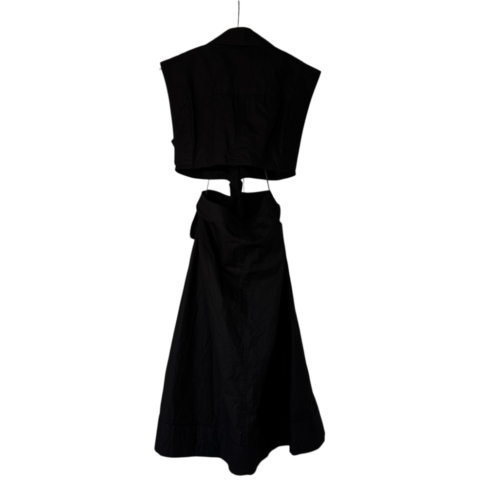 NWT Banana Republic Sleeveless Cut Out Poplin Midi Button Up Black Dress Size 4P - Picture 2 of 15